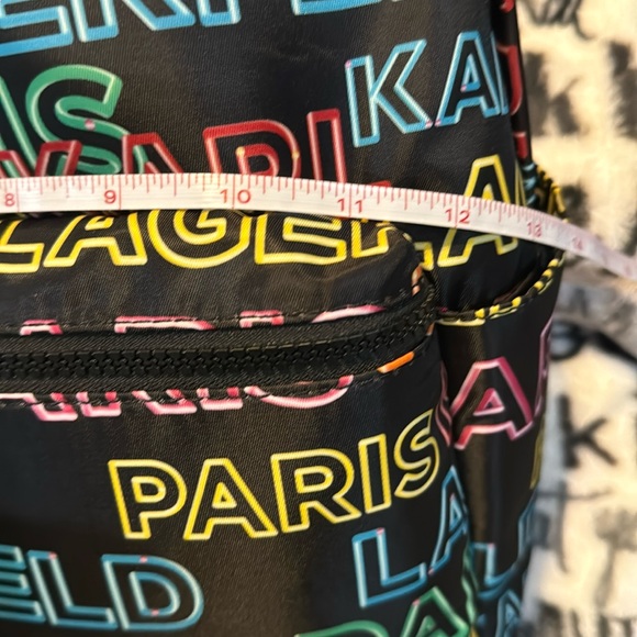 NWT Karl Lagerfeld Nylon Multi Color Backpack With 2 Side Pockets & Front Pocket - Picture 15 of 16